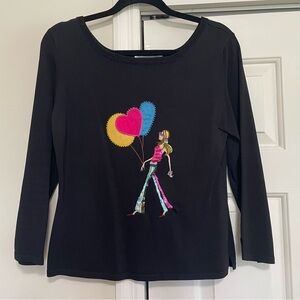 Belldini Black Shirt Fun Sassy Balloons Bedazzled Size Large